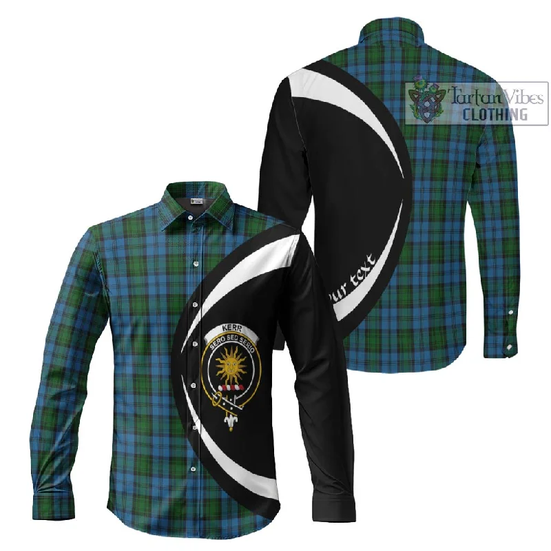 Kerr Hunting Tartan Long Sleeve Button Up with Family Crest Circle Style