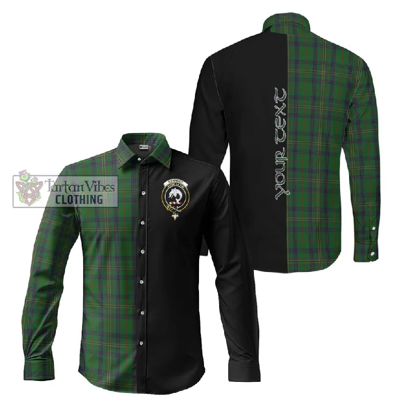 Kennedy Tartan Long Sleeve Button Shirt with Family Crest and Half Of Me Style