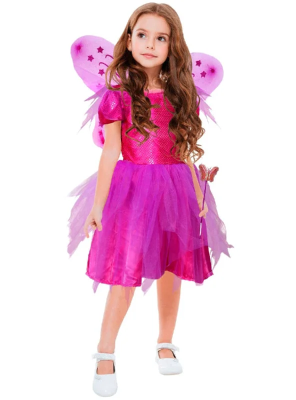Magical Pink Glitter Fairy Girls Costume