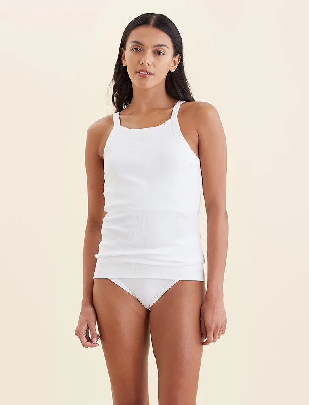 Milla High Neck Rib Shelf Bra Tank Breathable cotton pajama sets