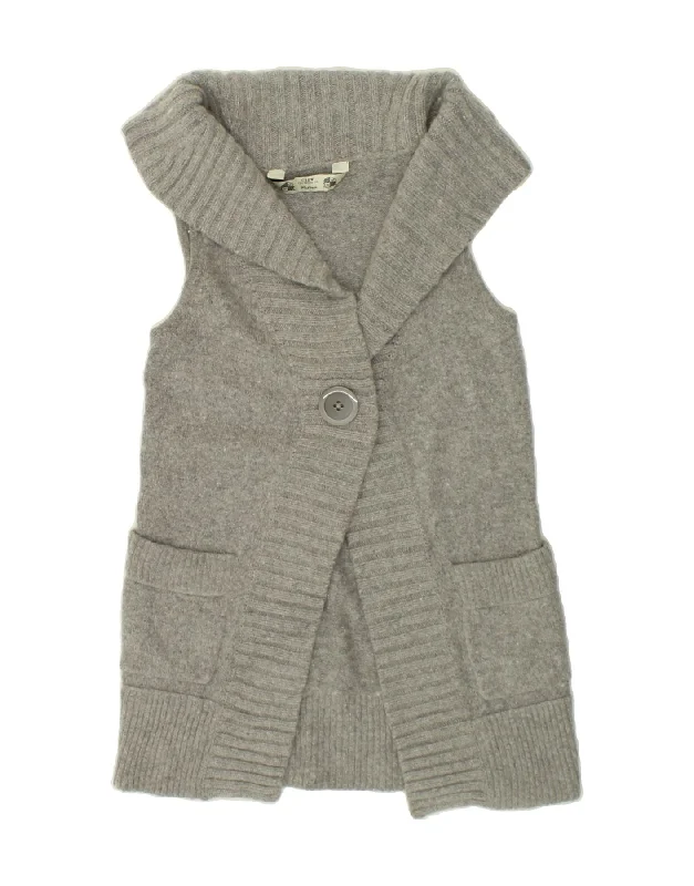 CREW CLOTHING Womens Sleeveless Cardigan Sweater UK 12 Medium Grey Viscose Minimalist sweaters CREW CLOTHING Womens Sleeveless Cardigan Sweater UK 12 Medium Grey Viscose Minimalist sweaters
