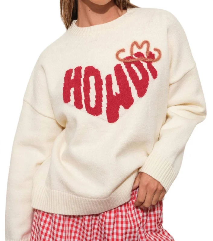 Howdy Heart Sweater In Cream Spring sweaters