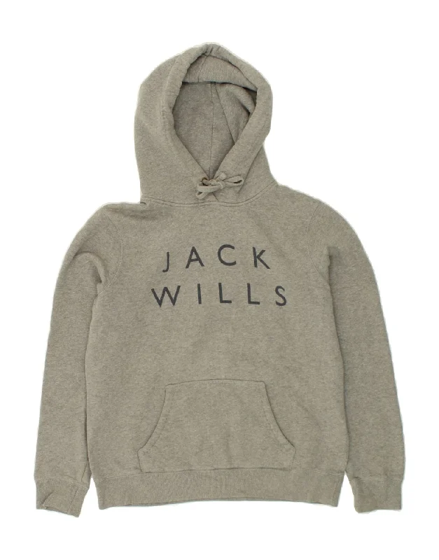 JACK WILLS Womens Classic Fit Graphic Hoodie Jumper UK 14 Large  Grey Best sweaters for winter