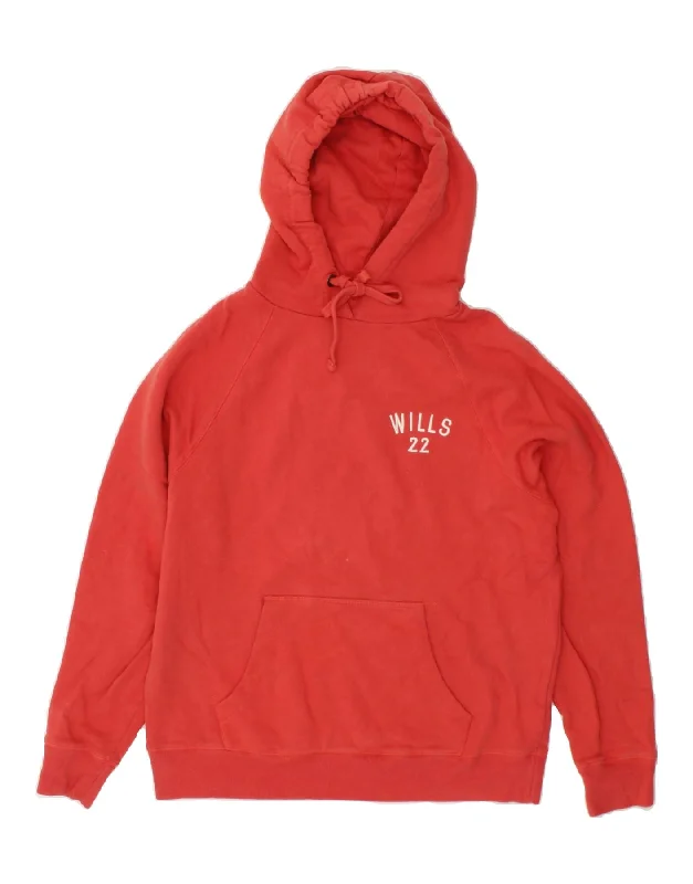 JACK WILLS Womens Graphic Hoodie Jumper UK 12 Medium  Red Holiday sweaters