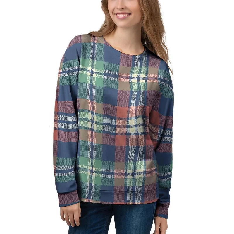 Multicolor Plaid Tartan Women's Sweatshirt Cheap sweaters