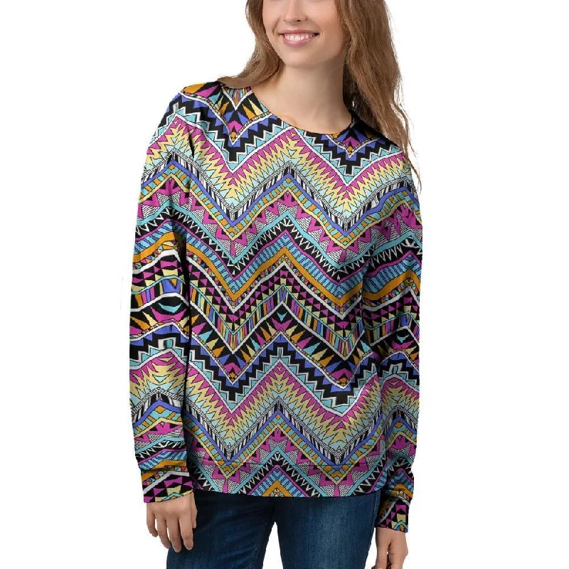 Multicolor Zigzag Indian Aztec Women's Sweatshirt Thermal insulation sweaters