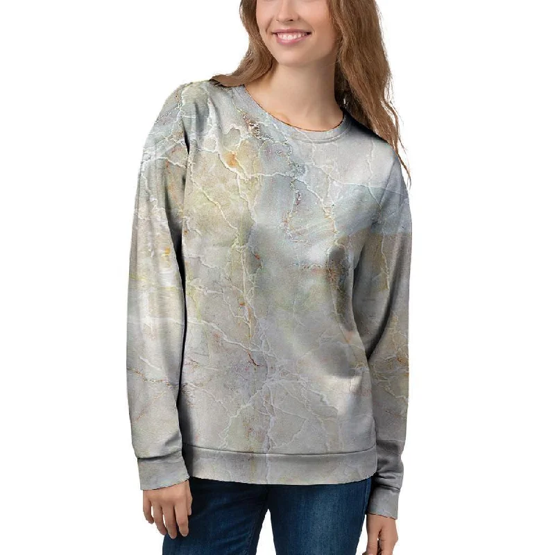 Natural Brown Marble Women's Sweatshirt Breathable sweaters