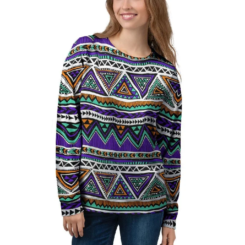 Neon Color Indian Aztec Doodle Women's Sweatshirt Outdoor sweaters