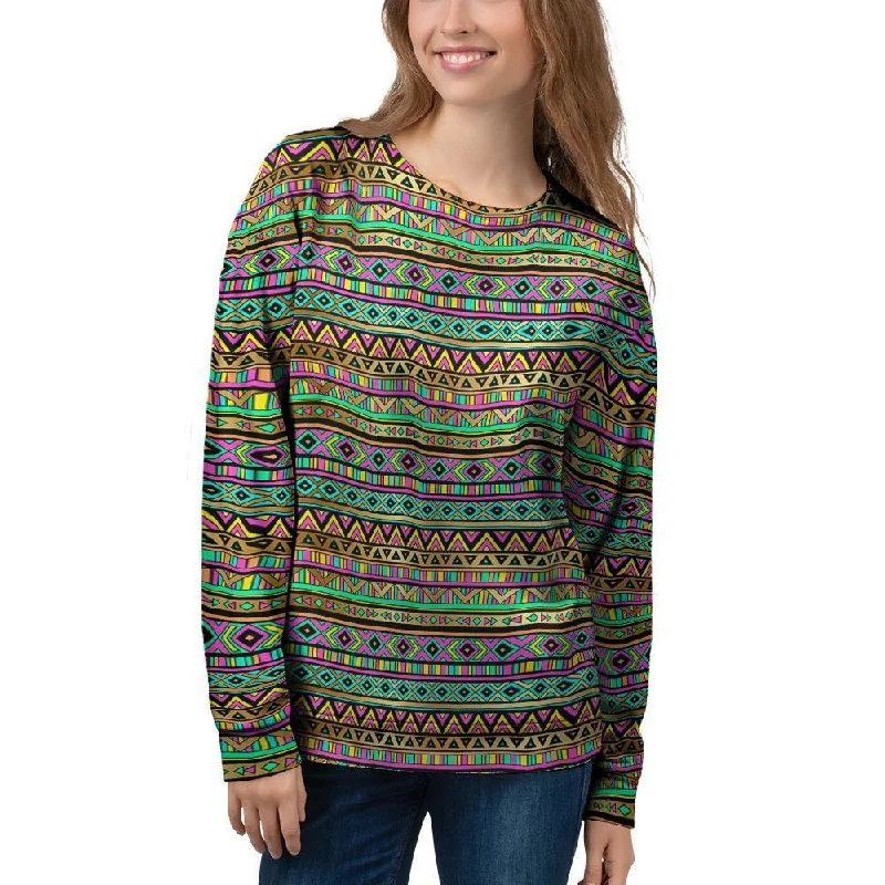Neon Multicolor Ethic Aztec Aztec Grunge Geometric Print Women's Sweatshirt Trendy oversized sweaters Neon Multicolor Ethic Aztec Aztec Grunge Geometric Print Women's Sweatshirt Trendy oversized sweaters