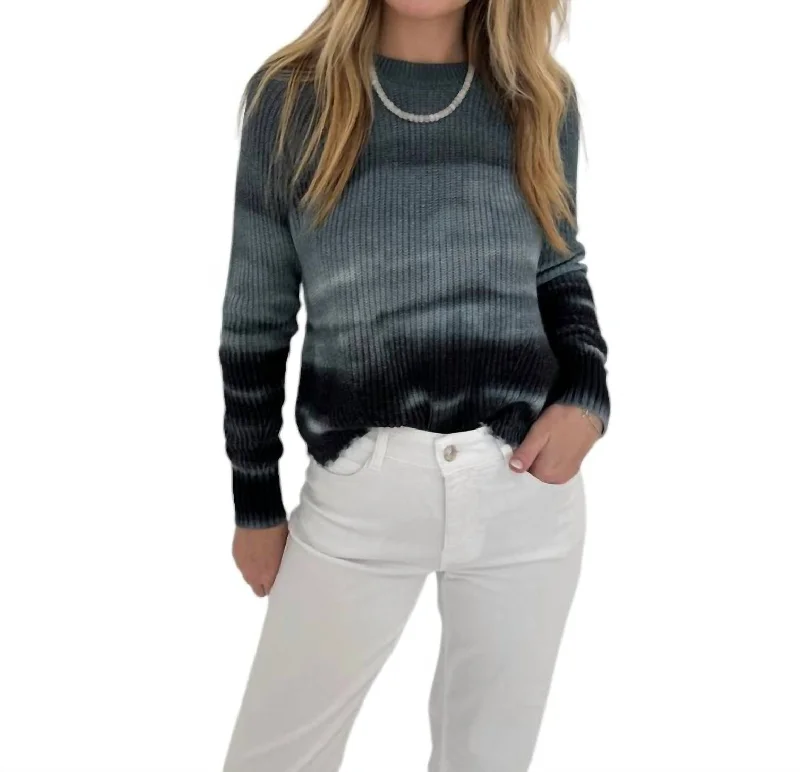 Ombre Scallop Shaker Sweater In Black Combo Men's sweaters