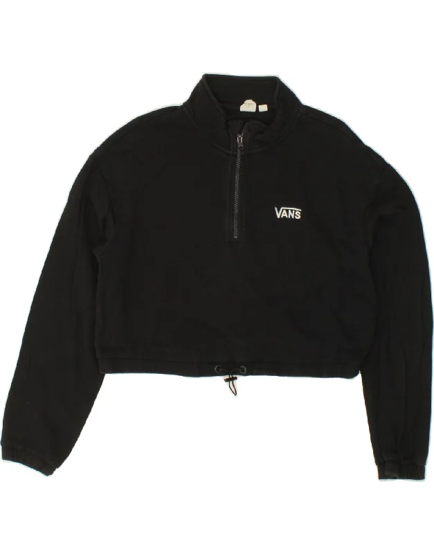 VANS Womens Crop Sweatshirt Jumper UK 14 Medium Black Cotton Soft-touch sweaters