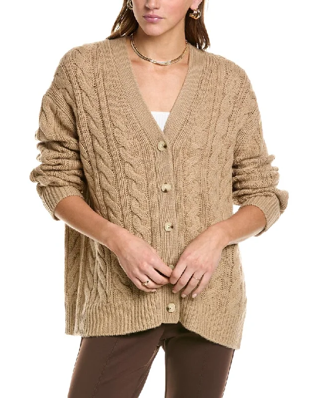 Vince Twisted Cable Oversized Wool & Cashmere-Blend Cardigan Travel sweaters