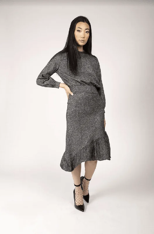 Static Lurex Ruffle Bottom Skirt Silk unclassified skirts