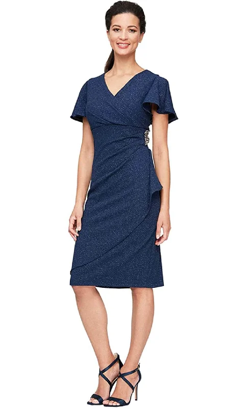 SLNY - Glittered V-Neck Cocktail Dress 9127166 High-end party dresses