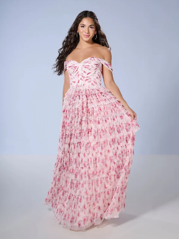 Floral Print Off Shoulder Gown by Tiffany Designs 16153 Fashion Nova floral dresses