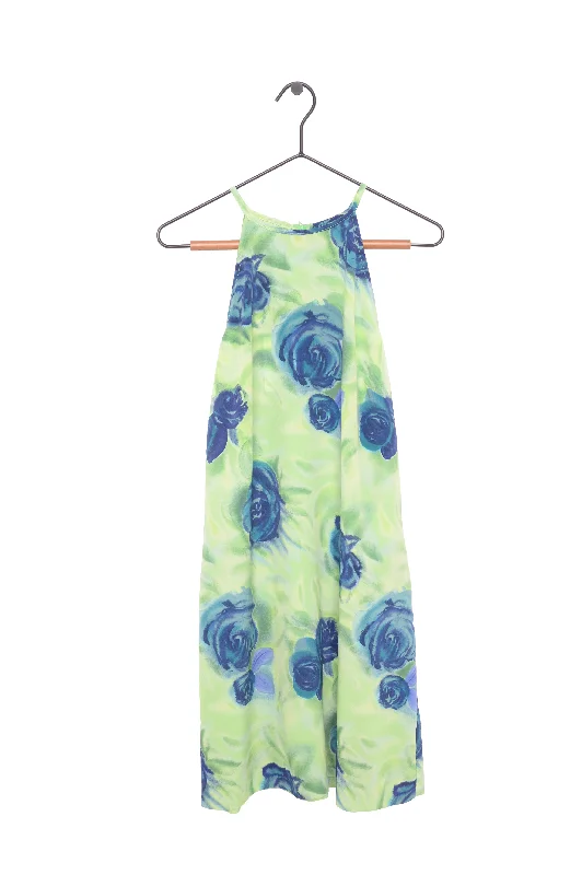 1990s Floral Mini Dress USA Skater Mini Skirt