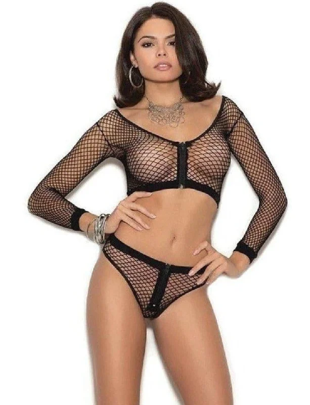 Elegant Moments  EM-1335 Long sleeve fence net Cami top and booty Shorts set Maxi Skirt Party