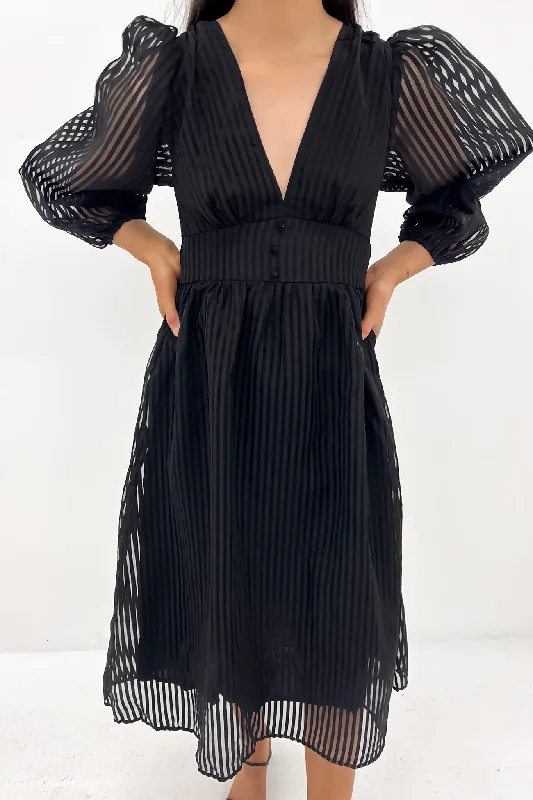 Delia Midi Dress Black Floral Midi Skirt