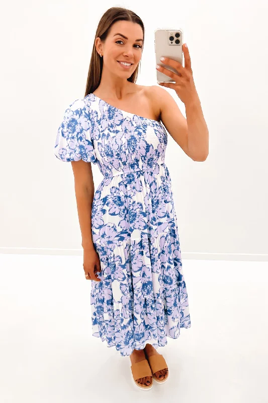 Liam Midi Dress Blue Purple Fitted Midi Skirt