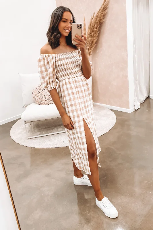 Lucy Midi Dress Beige Classic Midi Skirt