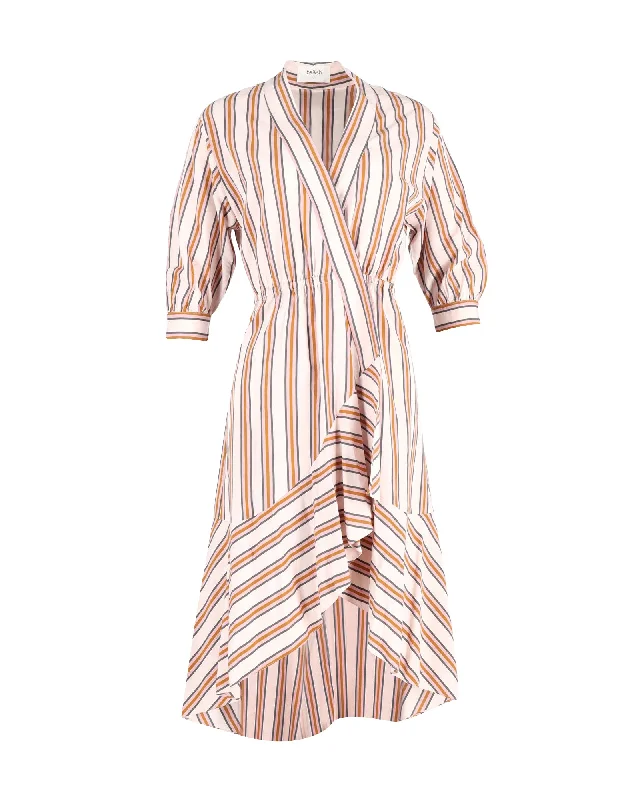 Ba&Sh Nastasia Ruffled Striped Wrap Dress In Multicolor Viscose Y2K unclassified dresses