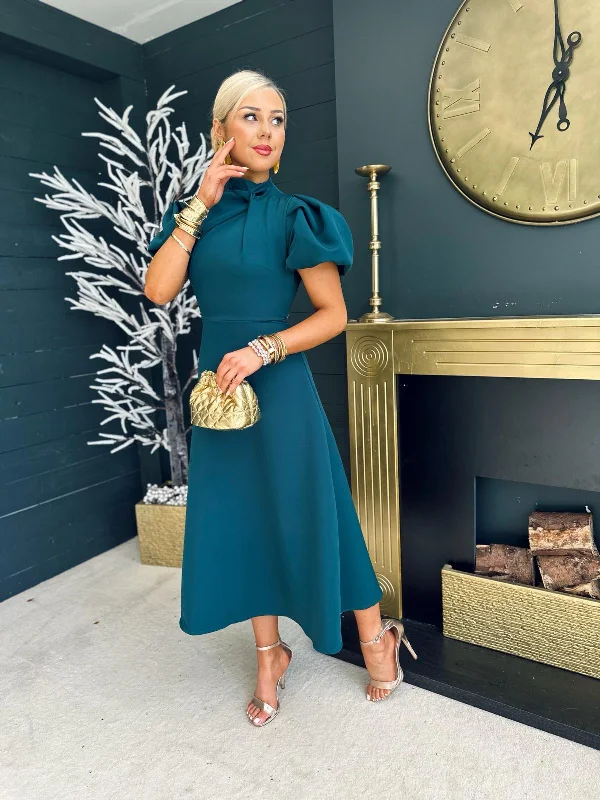 Claudia Detailed Occasion Dress Forest Minimalist unclassified dresses