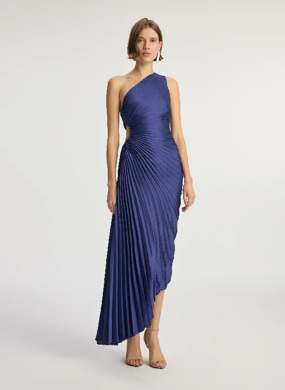 Delfina Satin Pleated Dress Street style unclassified dresses