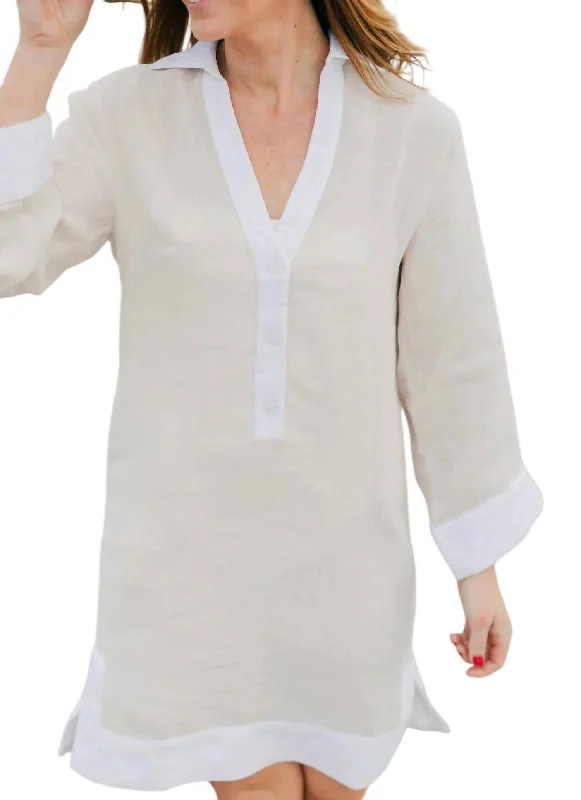 Fairfield Tunic Dress In Ecru Neutral tone unclassified dresses