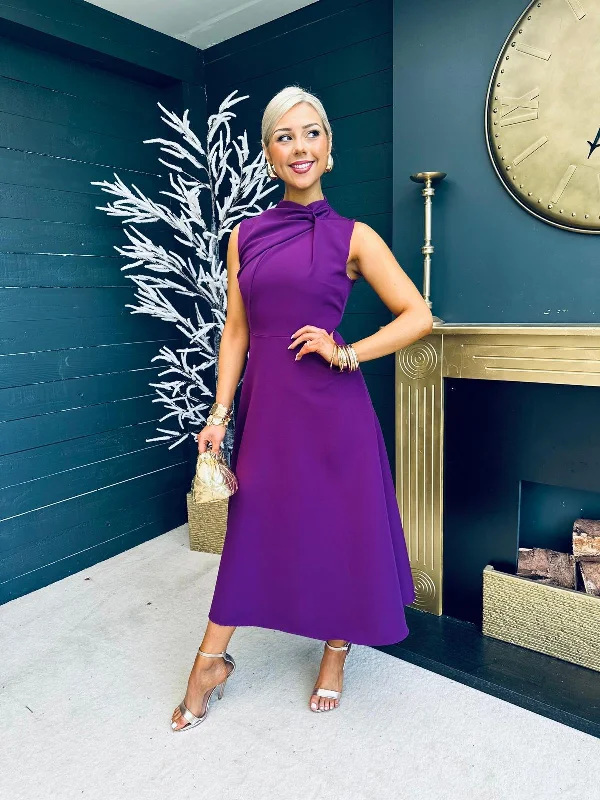 Kole Gathered Occasion Dress Plum Flowy unclassified dresses