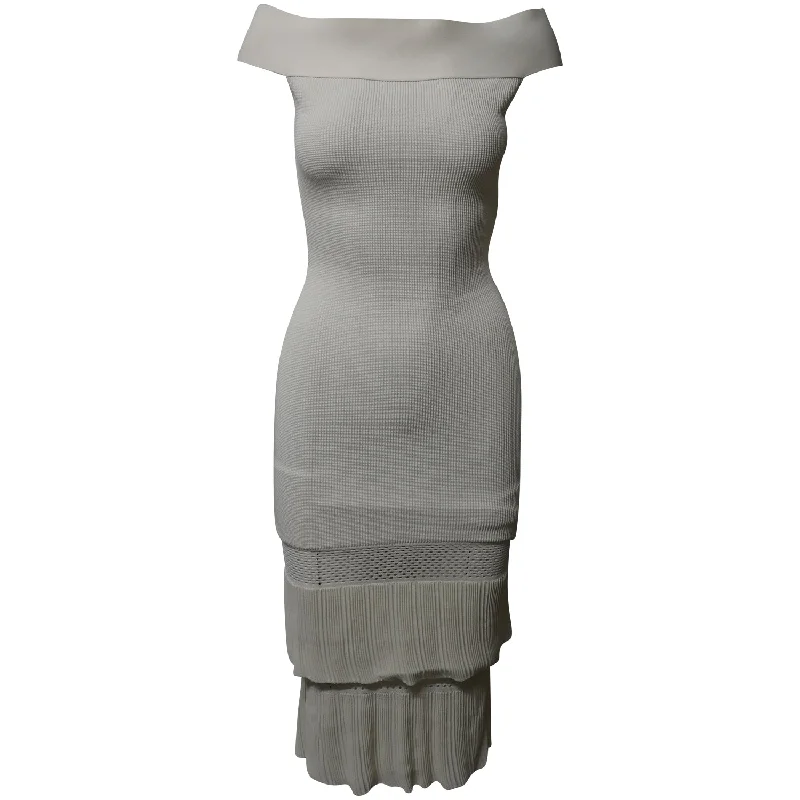 Roland Mouret Amery Off-The-Shoulder Sheath Dress in White Viscose Club unclassified dresses